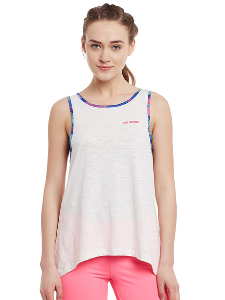 Alcis Women Off-White Solid Tank Top | Alcis