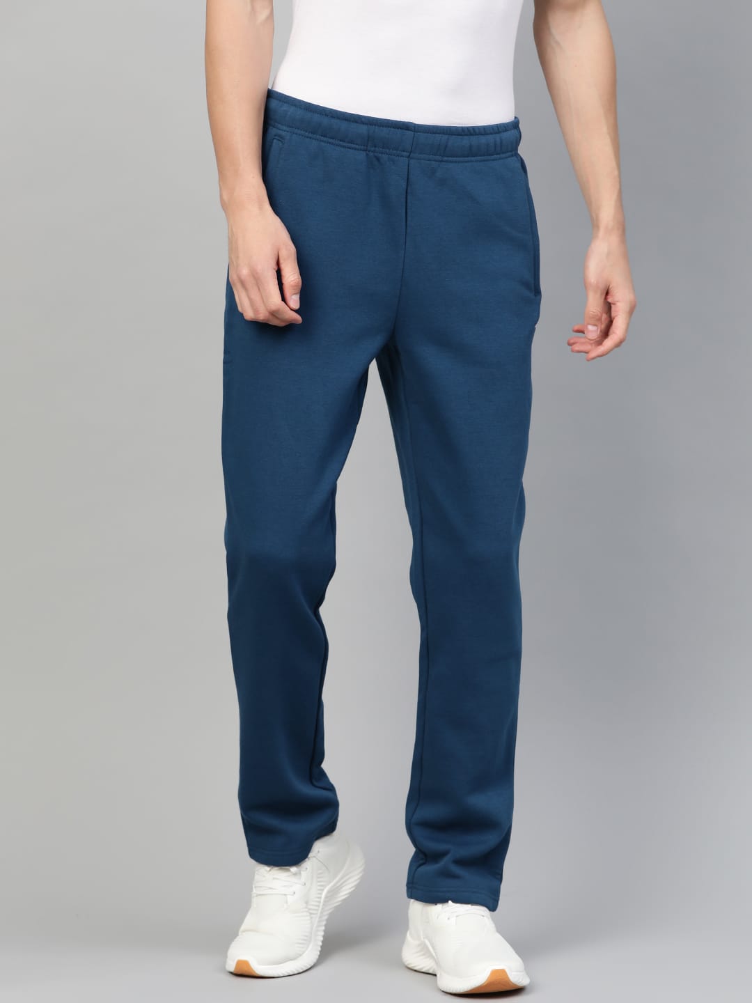 Alcis Men Teal Blue Slim Fit Solid Track Pants