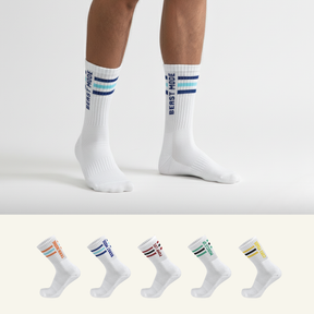 The Sock Street Sports GYM 11 Crew Socks-Colored Stripe Pack of 5
