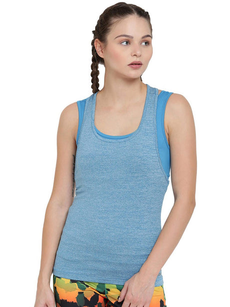 Alcis Women Blue Solid Tank Top | Alcis