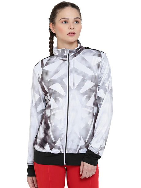 Alcis Women White Printed Sporty Jacket ALWJA157473 | Alcis