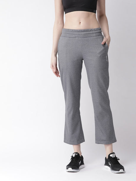 Alcis Women Grey Solid Slim Fit Cropped Track Pants | Alcis