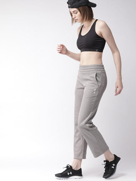 Alcis Women Grey Solid Slim Fit Cropped Track Pants | Alcis