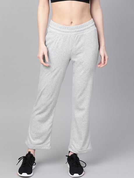 Alcis Women Grey Melange Solid Slim Fit Running Track Pants | Alcis