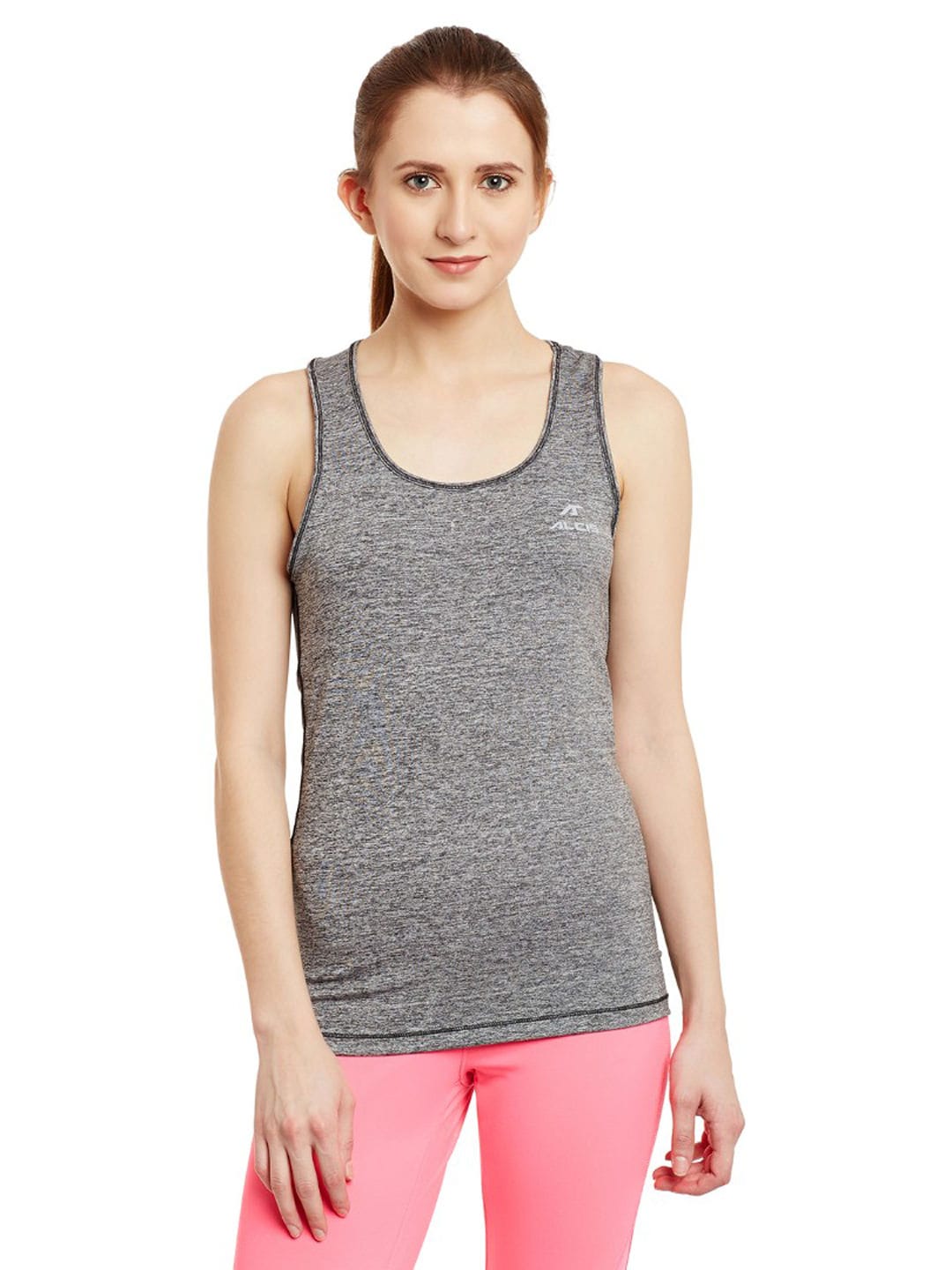 Alcis Women Grey Self-Designed Tank Top