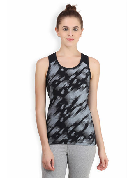 Alcis Women Charcoal Grey Printed Tank Top | Alcis