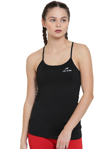 Alcis Women Black Solid Round Neck T-shirt | Alcis
