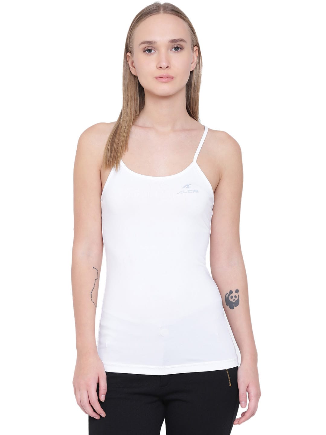 Alcis Lean Strap Back White Tank Top