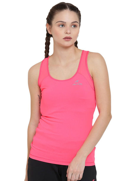 Alcis Women Pink Solid Tank Top | Alcis