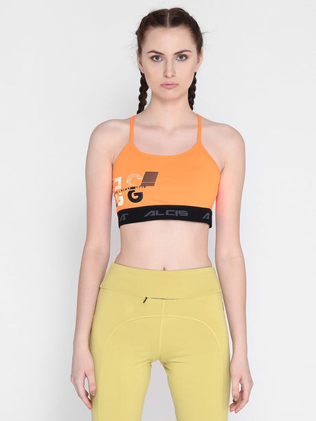 Women Orange Printed Crop Top | Alcis