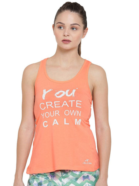 Alcis Women Orange Printed Tank Top | Alcis