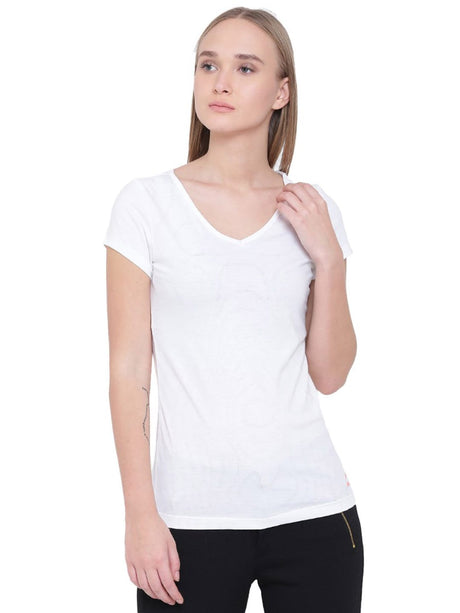 Alcis Women Solid White Tshirts | Alcis