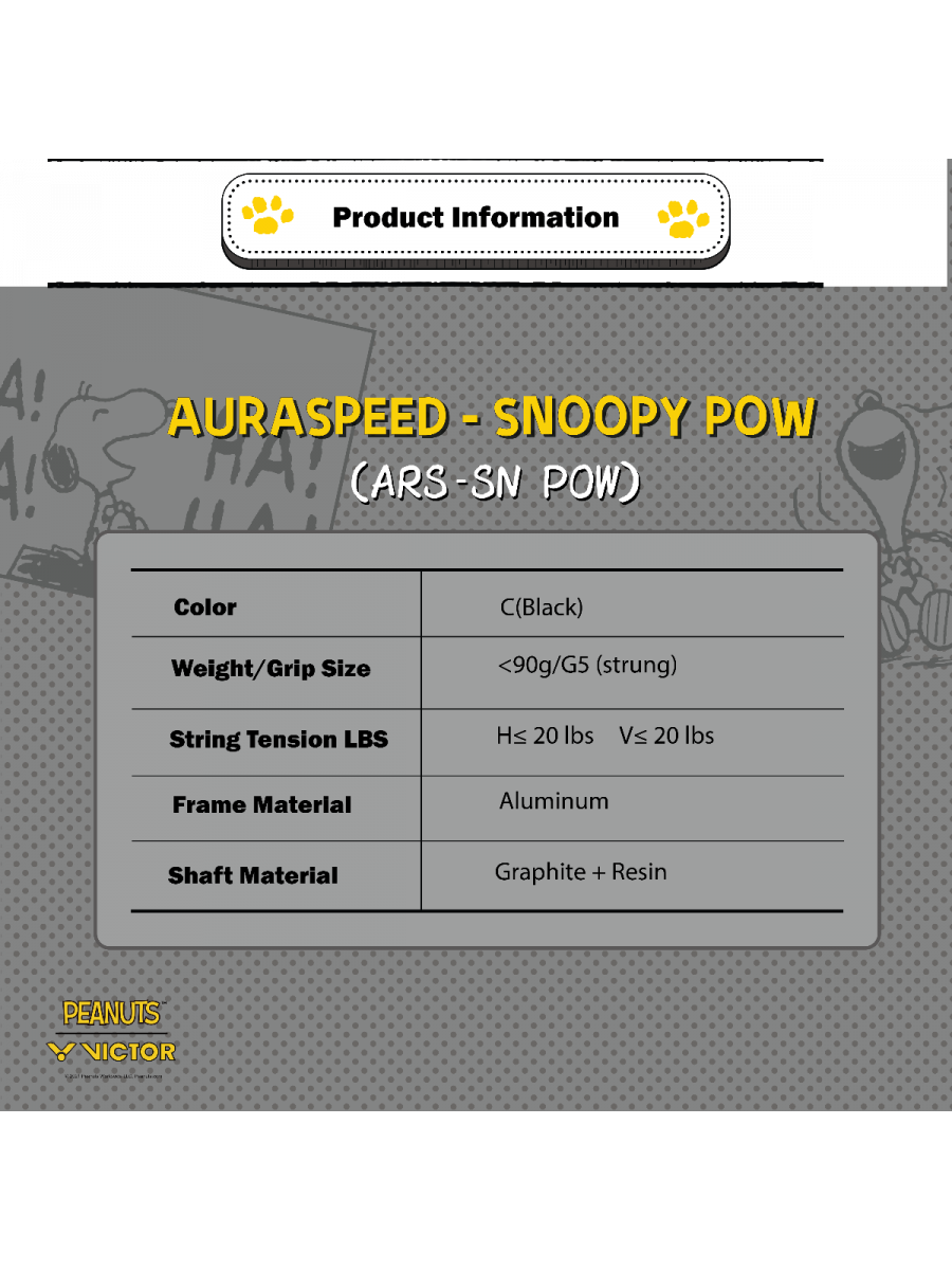 Auraspeed SN POW C Strung Badminton Racket (Peanuts Edition)