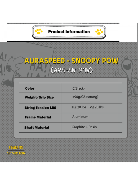 Auraspeed SN POW C Strung Badminton Racket (Peanuts Edition)