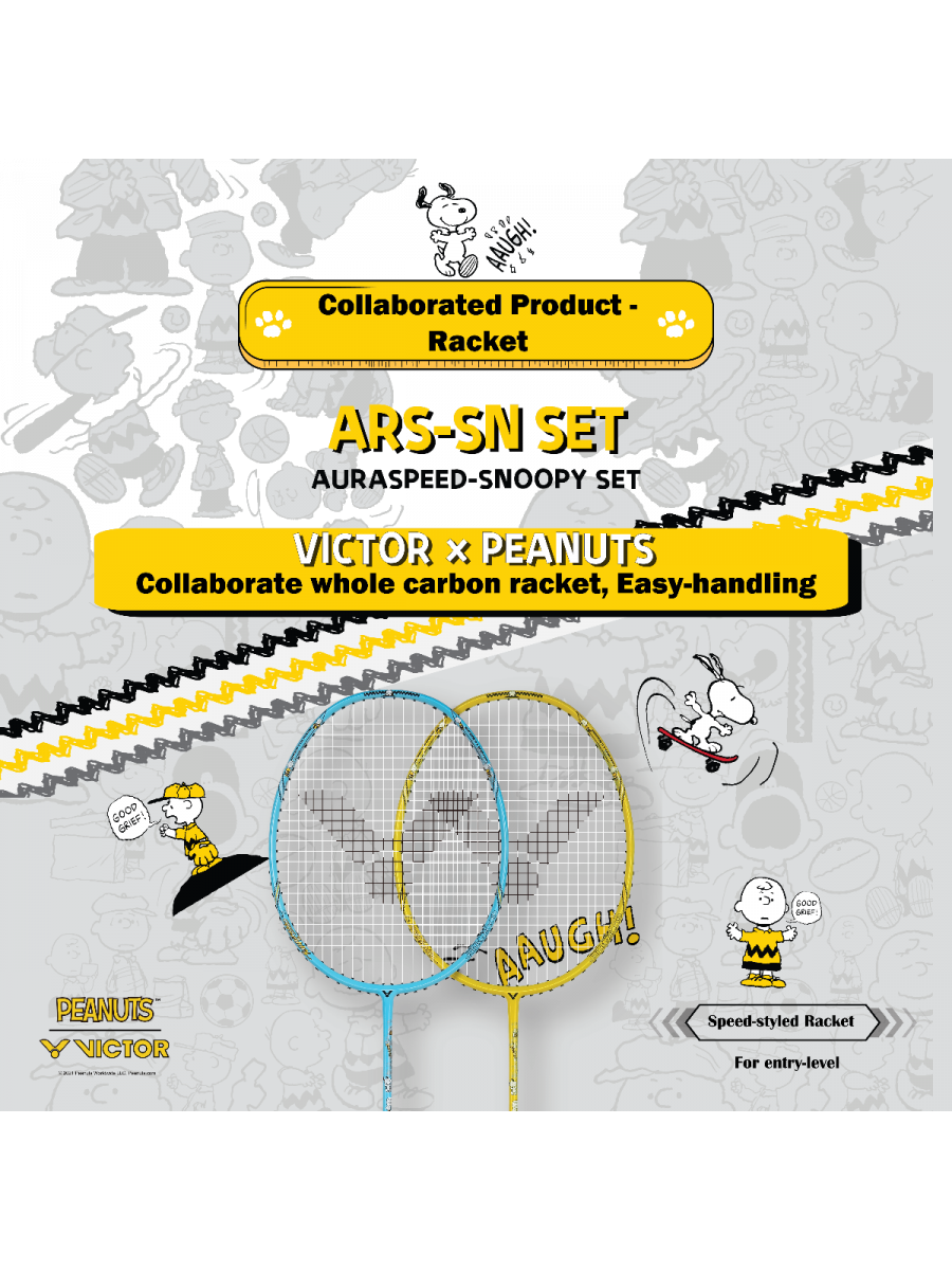 Auraspeed SN Strung Badminton Racket Set of 2(Peanuts Edition)