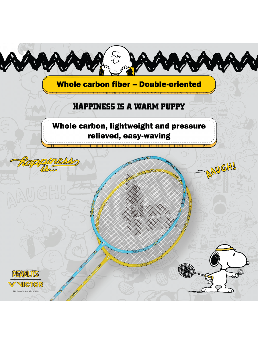 Auraspeed SN Strung Badminton Racket Set of 2(Peanuts Edition)