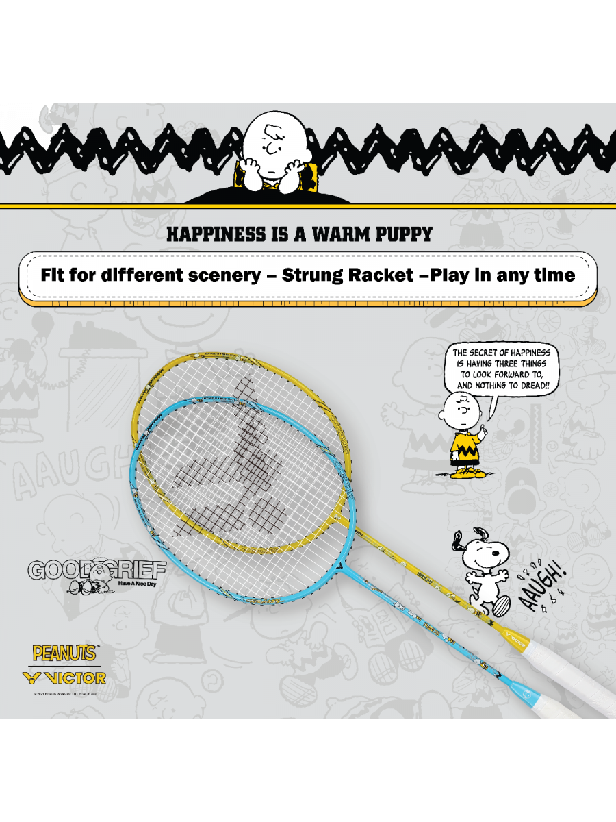 Auraspeed SN Strung Badminton Racket Set of 2(Peanuts Edition)