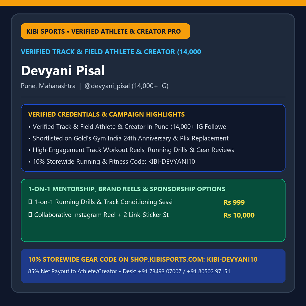 Book a Pro / Collab: Devyani Pisal (@devyani_pisal 14K IG) — Track & Field Athlete & Creator (Pune)