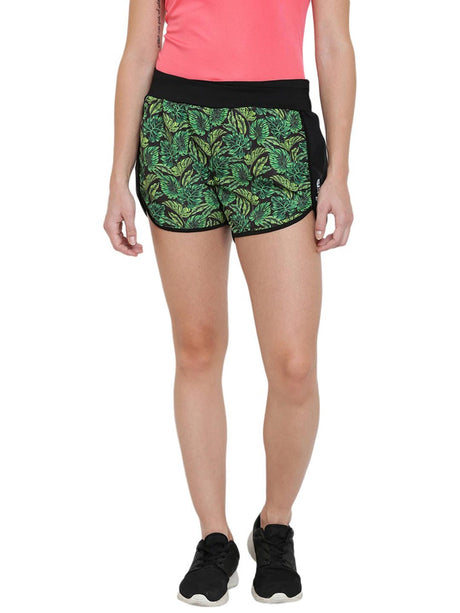 Alcis Women Black Printed Slim Fit Sports Shorts AWYGWSO1100148