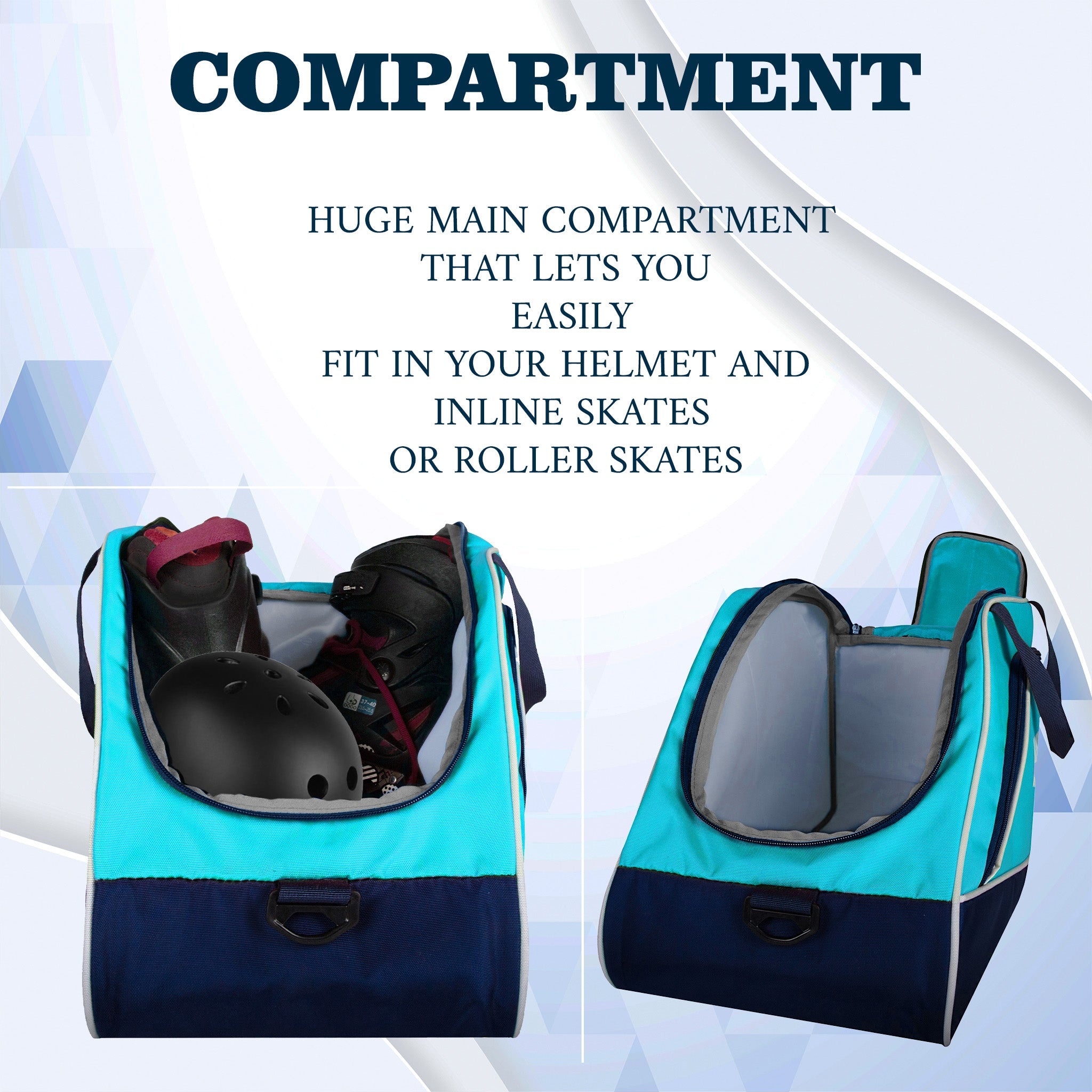 Flip Senior Blue 33L|Skating/Gym/Sports/Travel Bag|Inline Roller Equipment Bag|Quad Ice Skates Kit|KitbagEasy Access Pocket|2 Bottle Holders|Compartment Fits in Helmet & Skates 11"