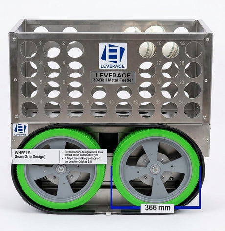Leverage 30-Ball Metal Feeder - 45-degree overhead view showing the ball hopper slots