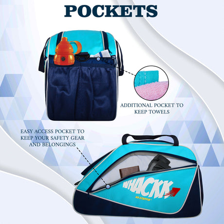 Flip Senior Blue 33L|Skating/Gym/Sports/Travel Bag|Inline Roller Equipment Bag|Quad Ice Skates Kit|KitbagEasy Access Pocket|2 Bottle Holders|Compartment Fits in Helmet & Skates 11"