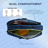 Rally Blue Navy |Unisex Lightweight Stylish Tennis Badminton Squash Shuttle Equipment Kit Cover Bag |2 Spacious Compartments|Backpack & Duffel Racket Tennis-4 Badminton-6