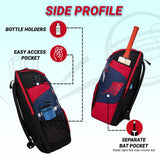 Bradman Blue Red Cricket Kitbag for Youth |Player Edition 2 Bat Pocket Shoe Pocket |Big Main Comp Fit 15.5 inch Leg Pad |Bottle Holders |Easy Access Pocket