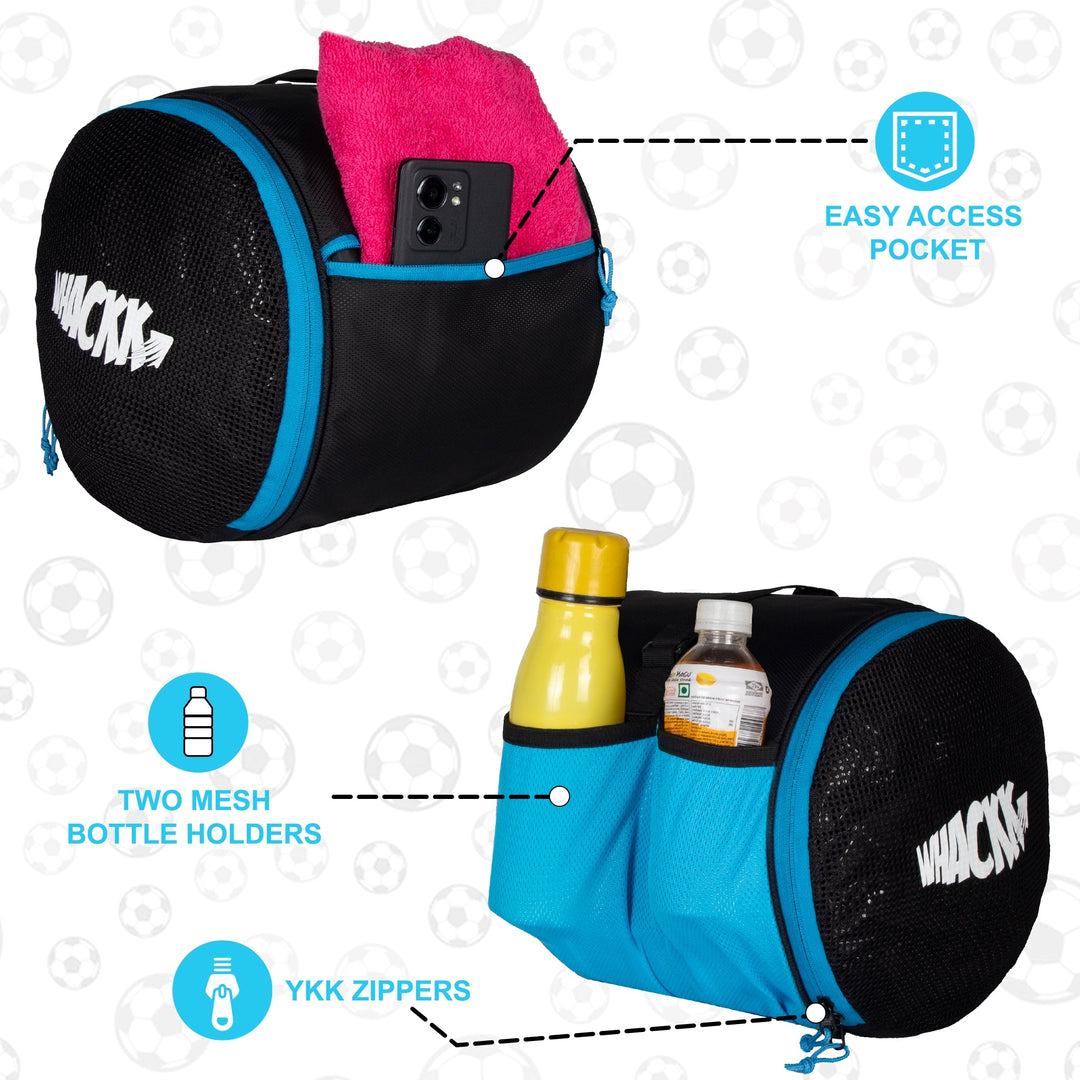 Kick Soccer Blue Black Football Equipment Bags|Basketball Volleyball Bags |Adjustable Strap Backpack |Easy Access Pocket Mesh Bottle Holders | Ball Bag |Kitbag |Bag