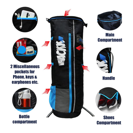 Brute Black Grey Unisex Yoga Aerobics Gym Mat Bags Air Ventilated Pocket for Shoes, Front & Top Open, Carry Way with 3-Way Options i.e. Backpack, Holdable or with a Loop