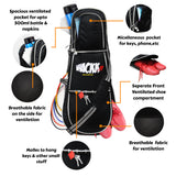 Smash 37L Black | Unisex Lightwieght Tennis Badminton Squash Equipment Cover Kit Bag Shoe Pocket | Air Ventilated Pocket for Wet Clothes | 4T 6B Racket | Backpack & Duffel