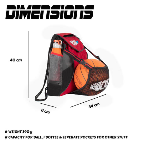 Storm Soccer Red Black Football Equipment Bag | Sports Men Boys Drawstring Backpack | Mobile Bottle Holder Pocket | Gym Bag