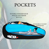 Birdie 45L Black Blue| Unisex Lightweight Tennis Badminton Squash Equipment Cover Kit Bag Shoe Pocket | Air Ventilated Pocket for Wet Clothes | 4T 6B Racket | Backpack & Duffel