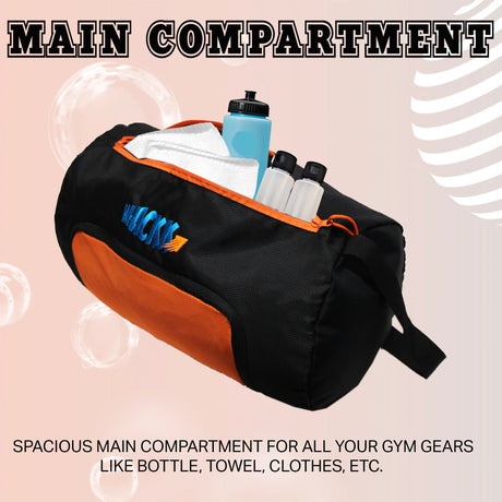 Track Orange 31L|Gym Bags |Fitness Bag| Sports Duffle| Multipurpose Carry Bag |Travel Duffel Bag| Adjustable Strap| Air Ventilated Pocket for Shoes| Unisex| Lightweight| Sports Kit| Kitbag| for Men Women