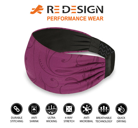 Sports Headband For Men and Women (Burgandy Pattern)