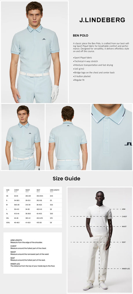 J Lindeberg Men’s Ben Golf Polo - Winter Sky