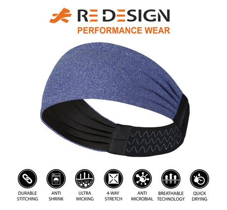 Sports Headband For Men and Women (Blue Heather)
