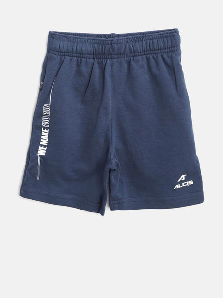 Alcis Boys Navy Blue Solid Slim Fit Running Sports Shorts | Alcis