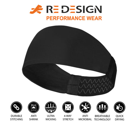 Sports Headband For Men and Women (Black Plain)