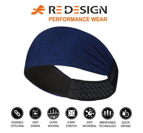 Sports Headband For Men and Women (Blue Melange)