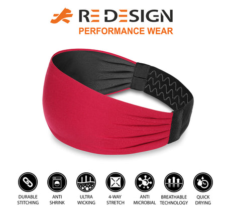Sports Headband For Men and Women (Blood Red)