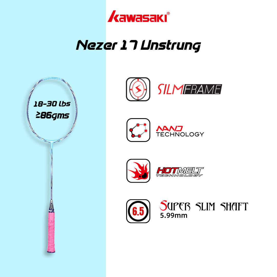 Nezer 17 Unstrung Badminton Racket(Blue) -3U/G1
