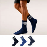 The Sock Street Sports Running Crew Socks-Indigo Stride Pack of 3