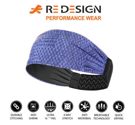 Sports Headband For Men and Women (Blue Snake Print)