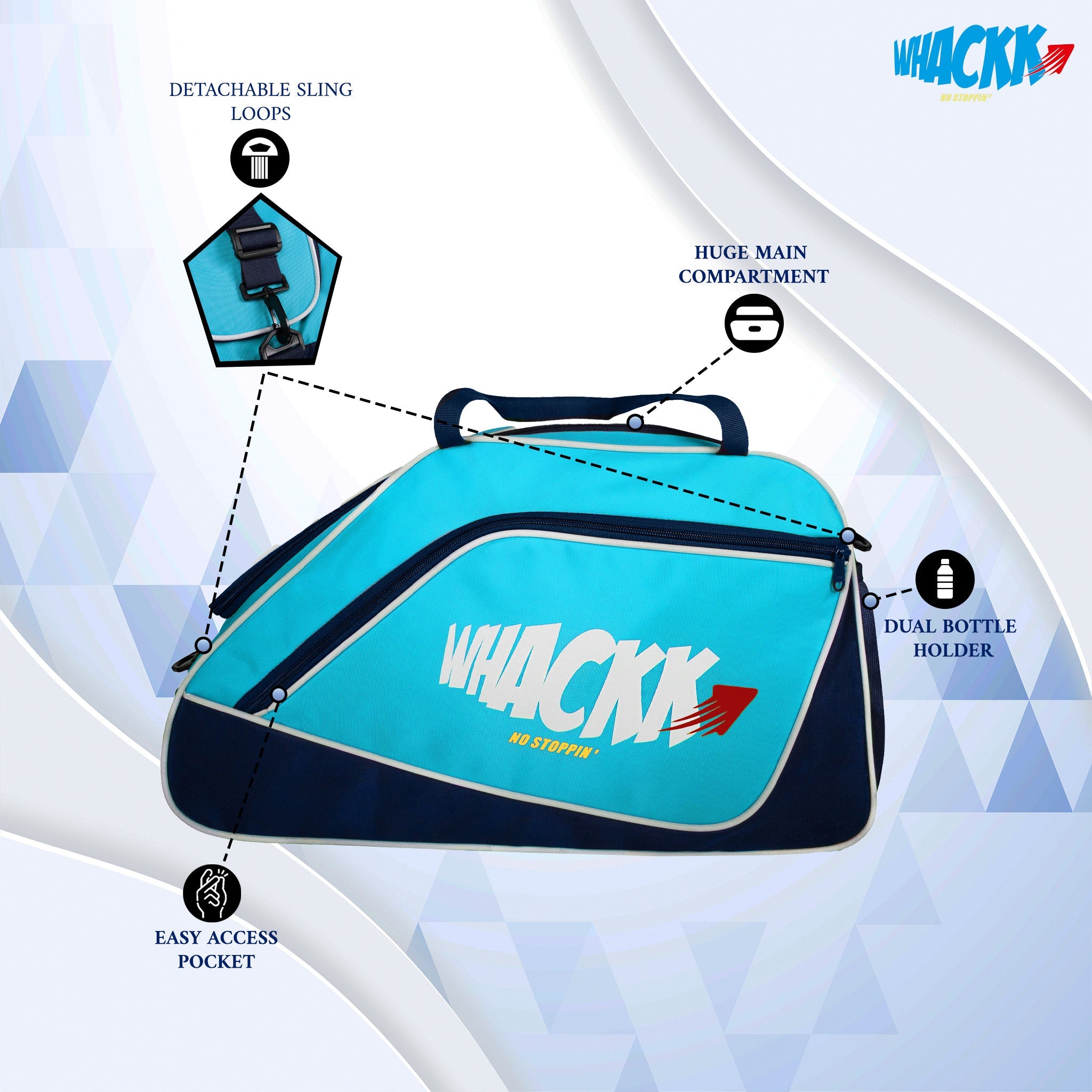 Flip Senior Blue 33L|Skating/Gym/Sports/Travel Bag|Inline Roller Equipment Bag|Quad Ice Skates Kit|KitbagEasy Access Pocket|2 Bottle Holders|Compartment Fits in Helmet & Skates 11"