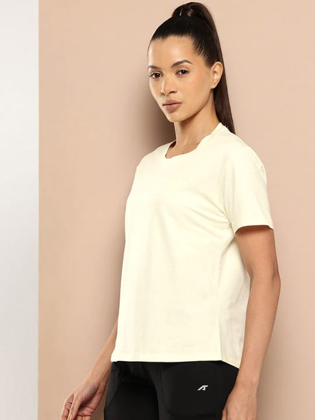 Women Cotton Lycra Tee Off White