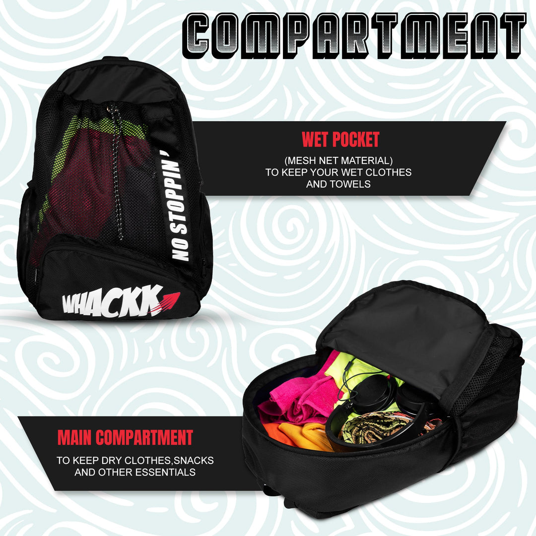 Dolphin Black 26L Unisex Swimming Gym Equipment Backpack |Diving Surfing Sports Bag|Separate Wet Dry Compart|Pocket for Cap & Goggles|Lightweight|Water Resistant|for Men Women