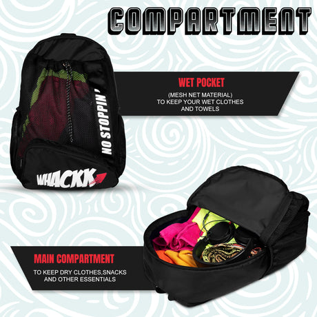 Dolphin Black 26L Unisex Swimming Gym Equipment Backpack |Diving Surfing Sports Bag|Separate Wet Dry Compart|Pocket for Cap & Goggles|Lightweight|Water Resistant|for Men Women