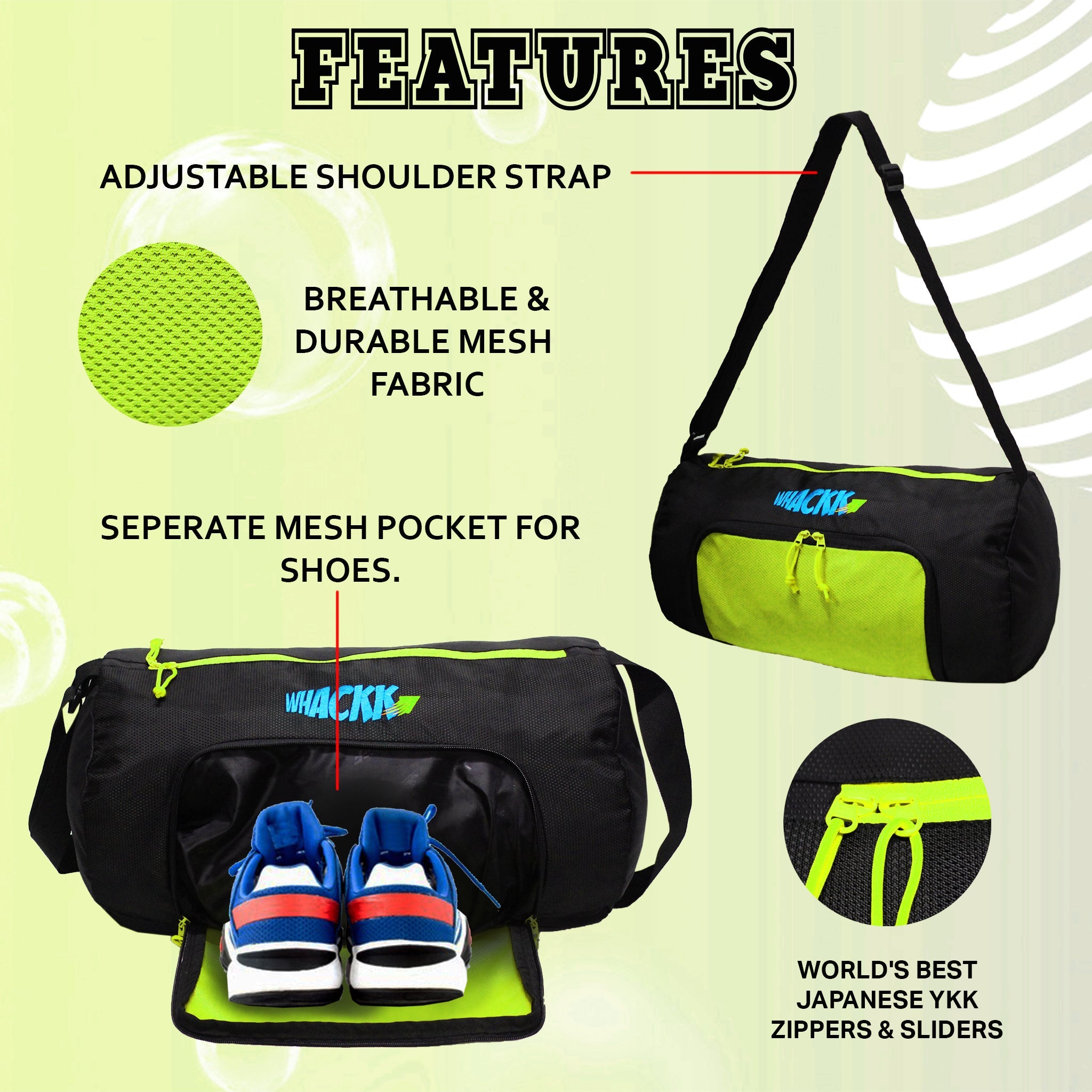 Track Green 31L|Gym Bags |Fitness Bag| Sports Duffle| Multipurpose Carry Bag |Travel Duffel Bag| Adjustable Strap| Air Ventilated Pocket for Shoes| Unisex| Lightweight| Sports Kit| Kitbag| for Men Women