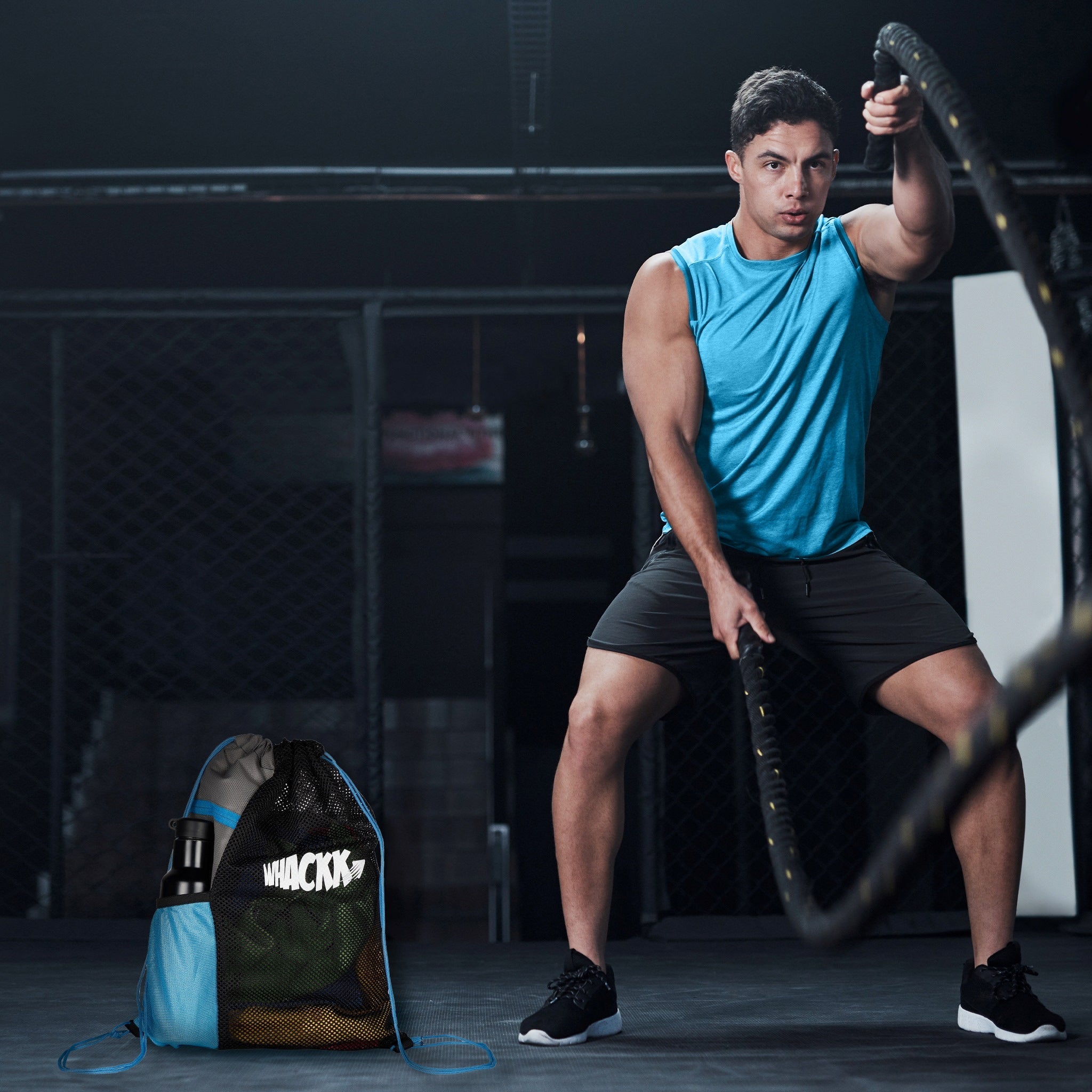 Joss Blue Grey 9L|Sports Bag|Swimming Equipment Bags|Netball Bags|Dry Bags|Drawstring Bag for Shoes & Clothes|Sports Gear|Accessory Pocket |Gym Bag |Tuition Bag|1 Bottle Holder